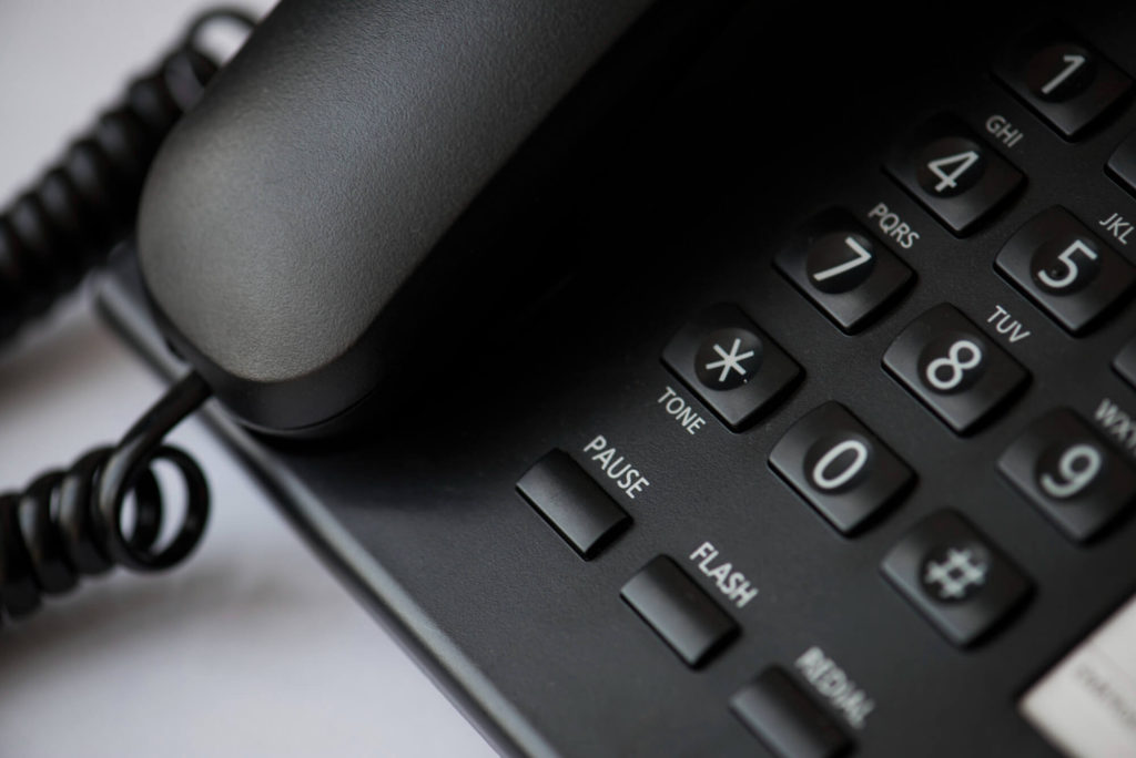 Closeup view of office weird telephone